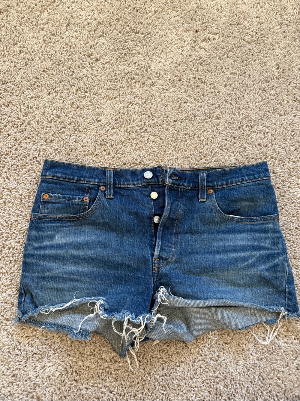 Levi's Blue Distressed Denim Jean Shorts